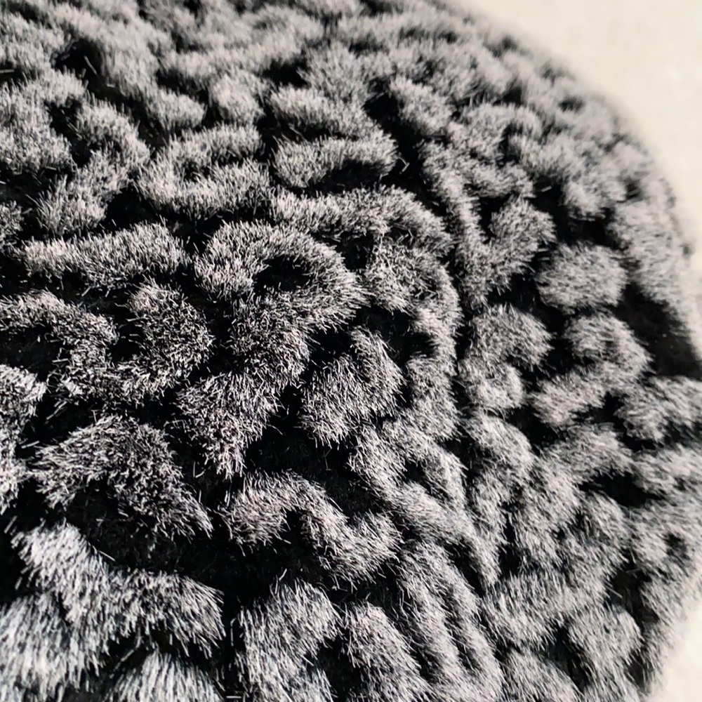 {VTG} Ben Berger | Faux Fur Leopard Print Bucket Hat 90s Y2K Gray/Black (OS) - Picture 2 of 14